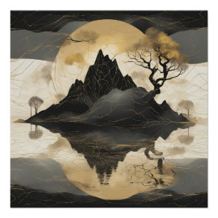 The Misty Mountain Black & Gold Poster
