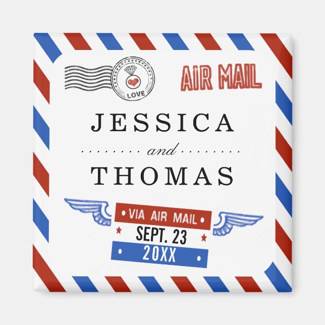 The Modern Airmail Wedding Collection Magnet (Front)