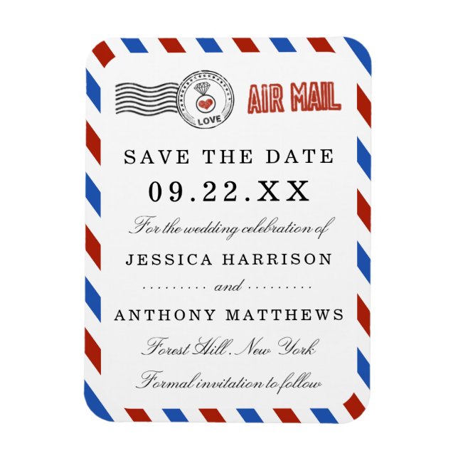 The Modern Airmail Wedding Collection Magnet (Vertical)