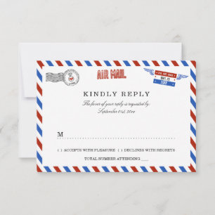 The Modern Airmail Wedding Collection RSVP Card