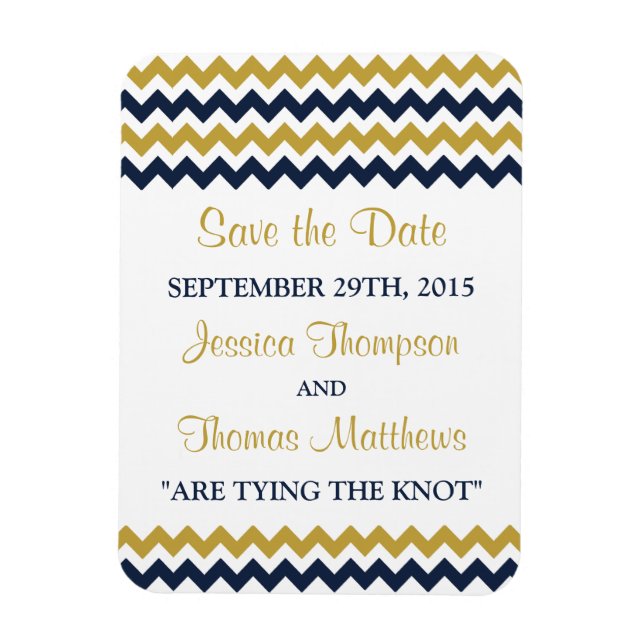 The Modern Chevron Wedding Collection- Navy & Gold Magnet (Vertical)