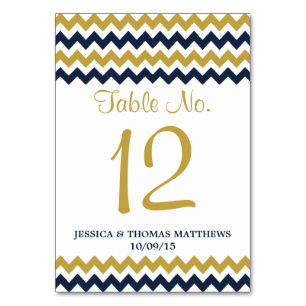 The Modern Chevron Wedding Collection- Navy & Gold Table Number