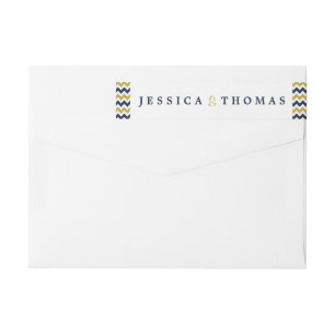 The Modern Chevron Wedding Collection- Navy & Gold Wrap Around Label