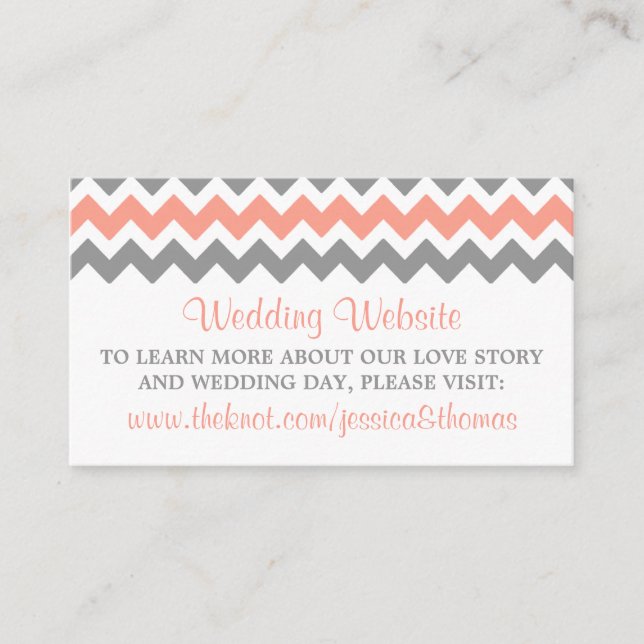 The Modern Chevron Wedding Collection- Pink & Grey Enclosure Card (Front)