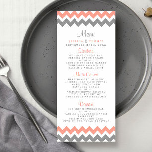 The Modern Chevron Wedding Collection- Pink & Grey Menu
