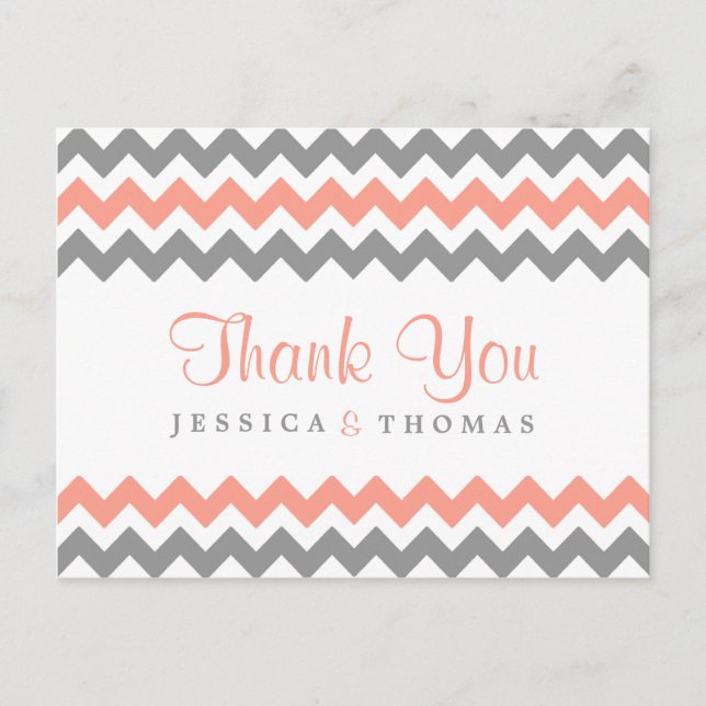 The Modern Chevron Wedding Collection- Pink & Grey Postcard (Front)
