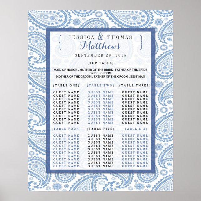 The Modern Paisley Wedding Collection - Blue Poster (Front)
