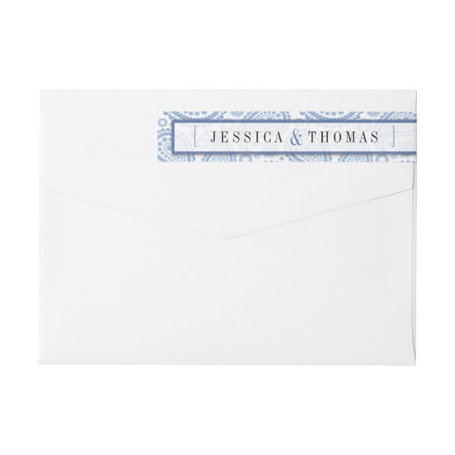 The Modern Paisley Wedding Collection - Blue Wrap Around Label (Back)