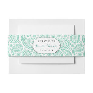 The Modern Paisley Wedding Collection - Green Invitation Belly Band