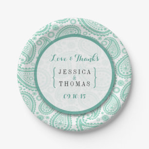 The Modern Paisley Wedding Collection - Green Paper Plate