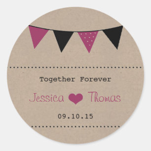The Modern Pink Bunting Wedding Collection Classic Round Sticker