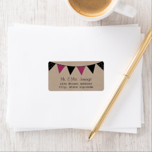 The Modern Pink Bunting Wedding Collection Label