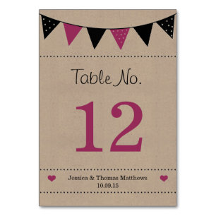 The Modern Pink Bunting Wedding Collection Table Number
