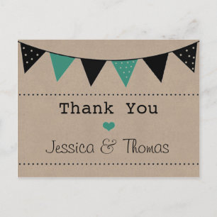The Modern Turquoise Bunting Wedding Collection Postcard