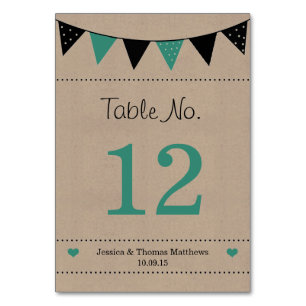 The Modern Turquoise Bunting Wedding Collection Table Number