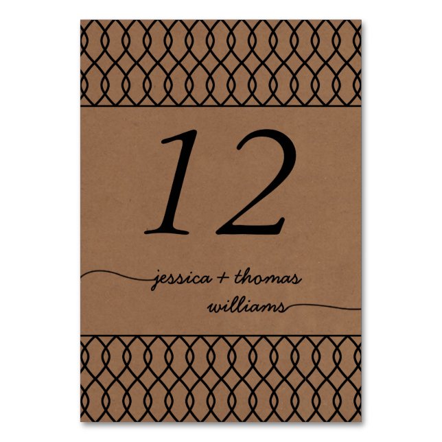 The Modern Whimsical Kraft Wedding Collection Table Number (Front)