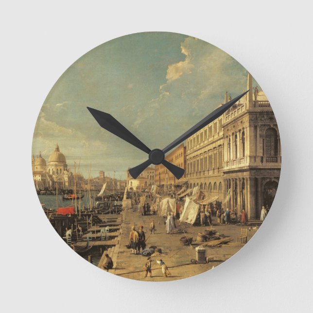 The Molo and the Zecca, Venice (oil on canvas) Round Clock (Front)
