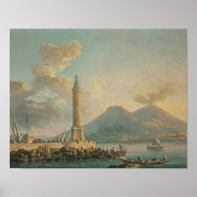 The Molo Lantern, Naples with Vesuvius Beyond Carl Poster (Front)
