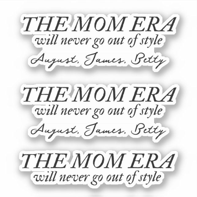 The Mom Era Sticker with Kids Names Custom Set 3 (Front)