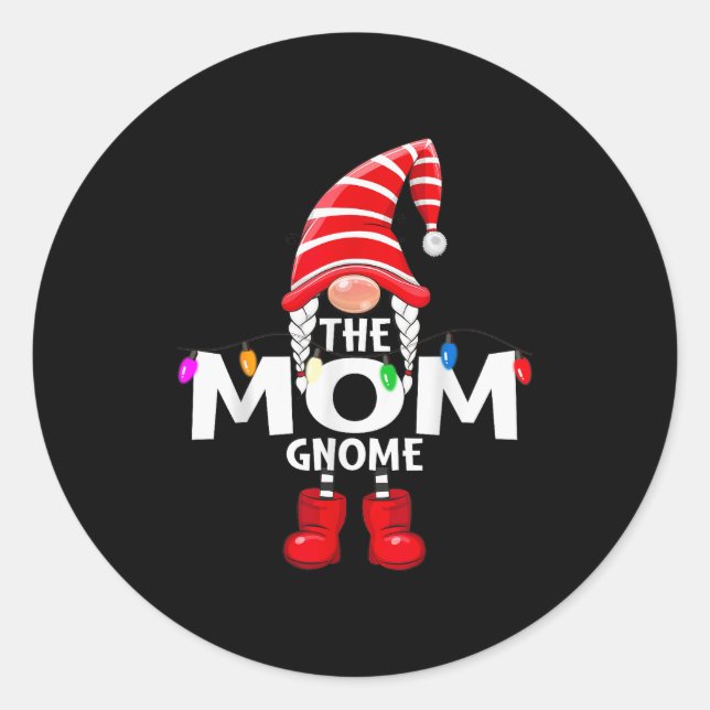 The Mom Gnome Christmas Matching Pajama  Classic Round Sticker (Front)