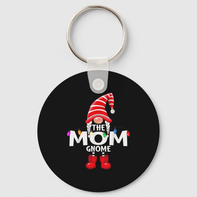 The Mom Gnome Christmas Matching Pajama  Keychain (Front)