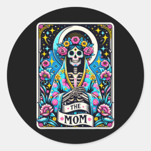 The Mom Tarot Card Skeleton Mothers Day Witch Mom  Classic Round Sticker