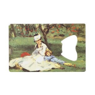 The Monet family in their garden Edouard Manet Credit Card Bottle Opener