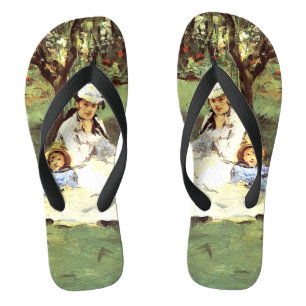 The Monet family in their garden Edouard Manet Flip Flops
