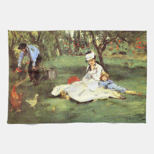  The Monet family in their garden Edouard Manet   Kitchen Towel