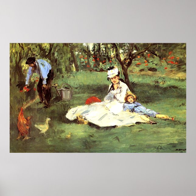  The Monet family in their garden Edouard Manet  Poster (Front)