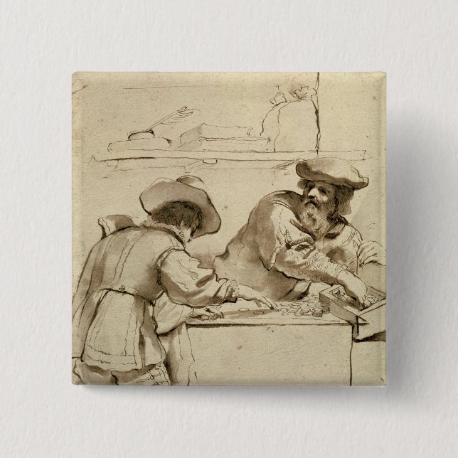 The Moneylender 2 Inch Square Button (Front)