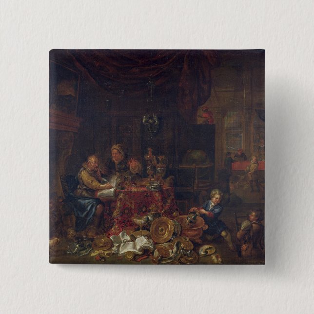 The Moneylenders 2 Inch Square Button (Front)