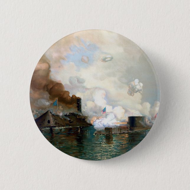 The Monitor and Merrimack 1862 2 Inch Round Button (Front)