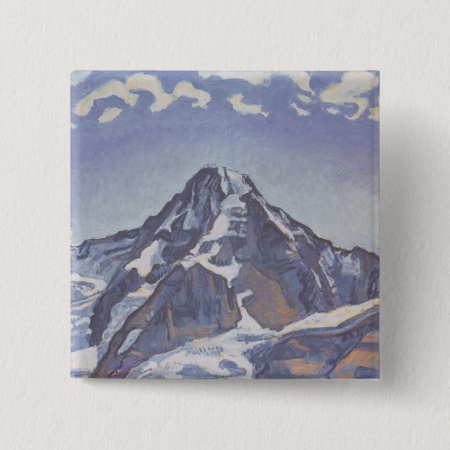 The Monk Mountain With Clouds (Ferdinand Hodler) 2 Inch Square Button (Front)