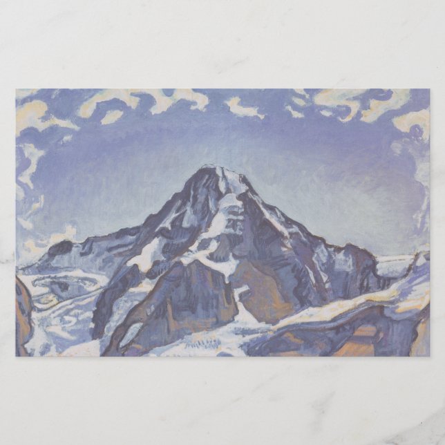 The Monk Mountain With Clouds (Ferdinand Hodler) Stationery (Front)
