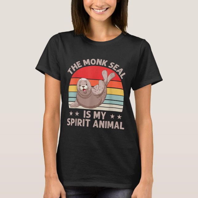 The Monk Seal Is My Srit Animal Caribbean Monk Sea T-Shirt (Front)