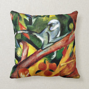 The Monkey - Franz Marc artwork Throw Pillow