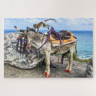 The Monkey on the Donkey - Only in St. Kitts Jigsaw Puzzle