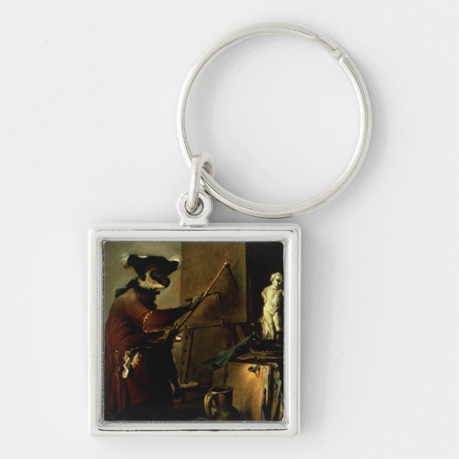 The Monkey Painter, 1740 (oil on canvas) Keychain (Front)