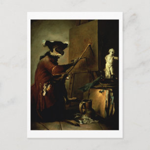 The Monkey Painter, 1740 (oil on canvas) Postcard