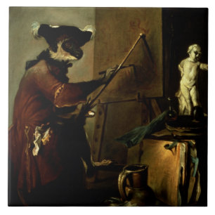 The Monkey Painter, 1740 (oil on canvas) Tile