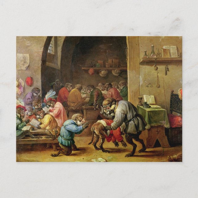 The Monkeys at School Postcard (Front)