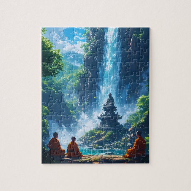 The Monks' Tranquil Ascent Jigsaw Puzzle (Vertical)