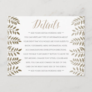 The Monochrome Fern Woodland Wedding Collection Enclosure Card