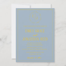 The Monogram: Dusty Blue Wedding Invitation