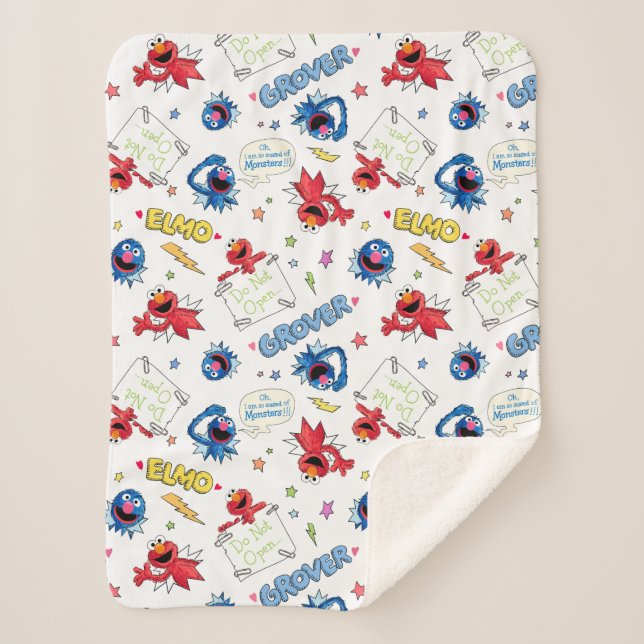 The Monster at the End of This Story Pattern Sherpa Blanket (Front)