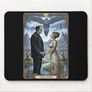The monster frankenstein and bride lovers tarot mouse pad