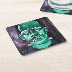 The Monster Painting by Alfred Fox Square Paper Coaster