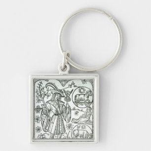 The month of April with astrological sun signs Keychain