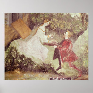 The Month of July, detail of a couple, c.1400 Poster